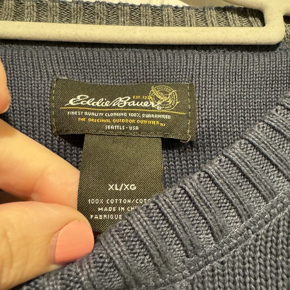 Eddie Bauer Cotton Sweater Blue Gray NEW Mens XL - Picture 3 of 5